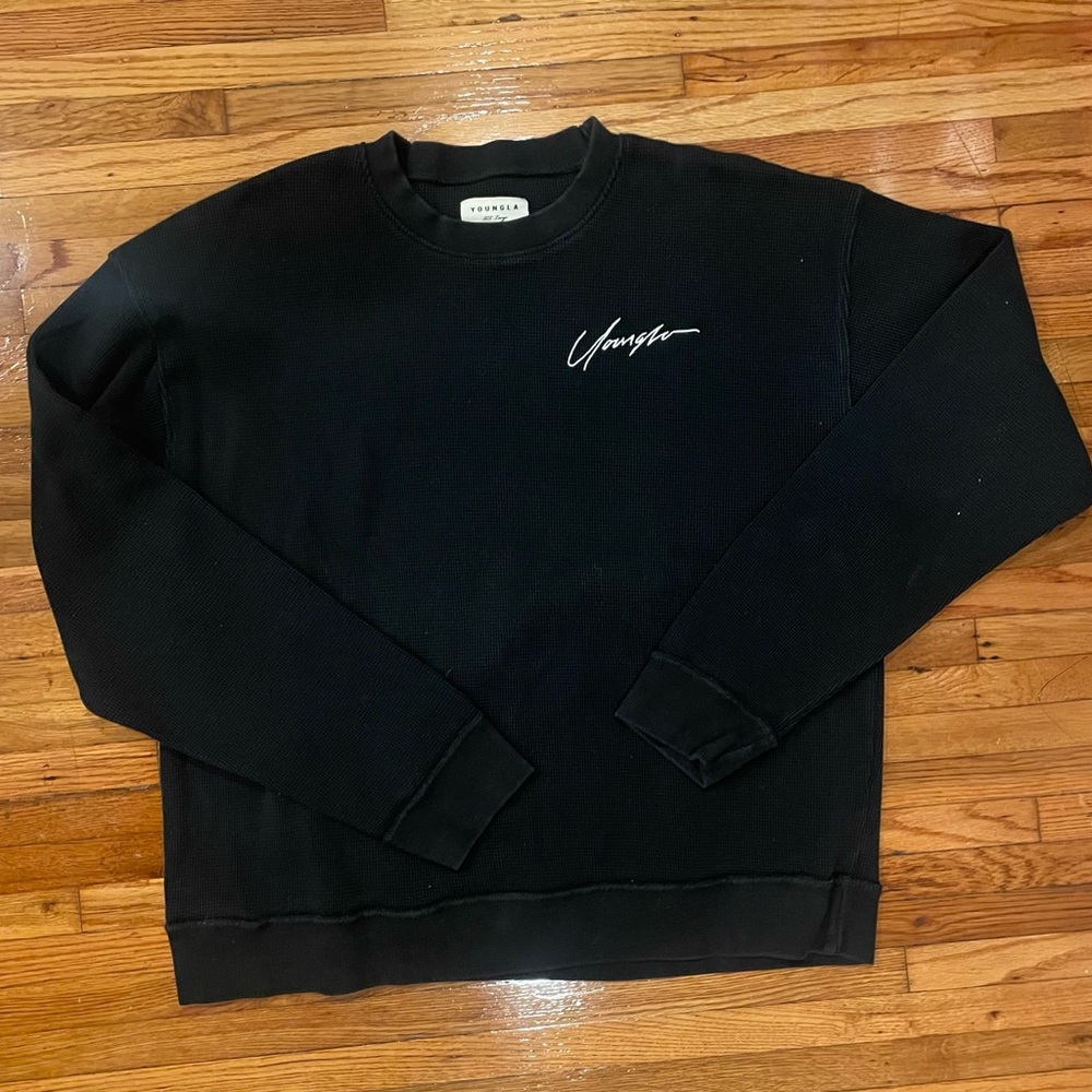 Men's Black Long Sleeve waffle shirt XXL